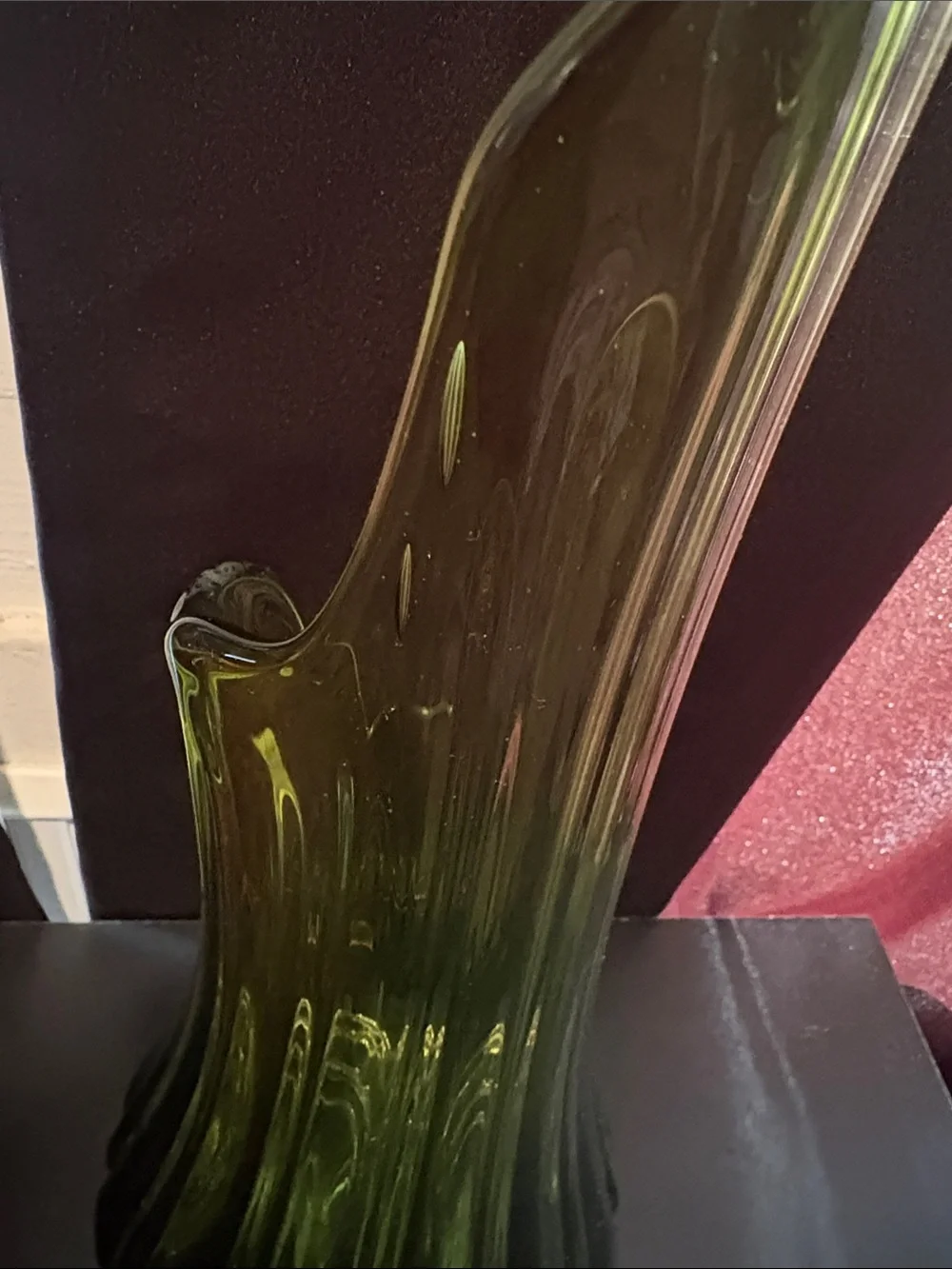 Vintage 1960’s MCM LE SMITH AVOCADO GREEN SWING GLASS